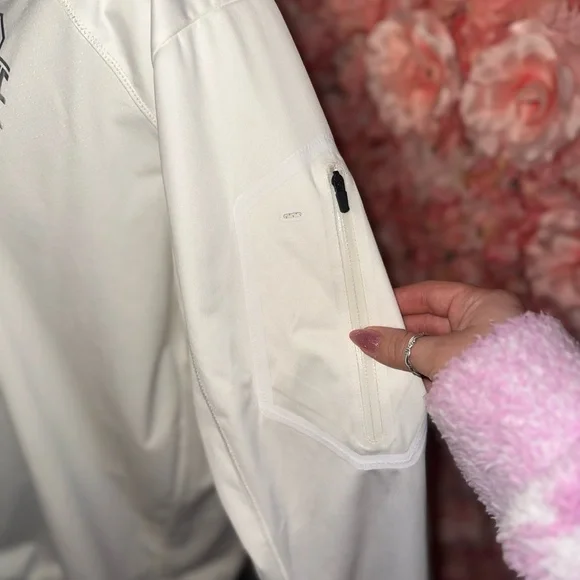 Nike (Medium) White//Grey Ohio State 3/4 Zip Up Pullover with Drawstring Waist - Picture 6 of 15